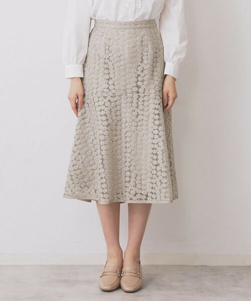 index / インデックス スカート | 小花刺繍チュールマーメイドスカート【洗濯機OK/抗ピル】 | 詳細15