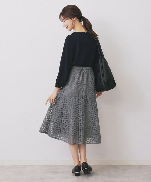 index / インデックス スカート | 小花刺繍チュールマーメイドスカート【洗濯機OK/抗ピル】 | 詳細3