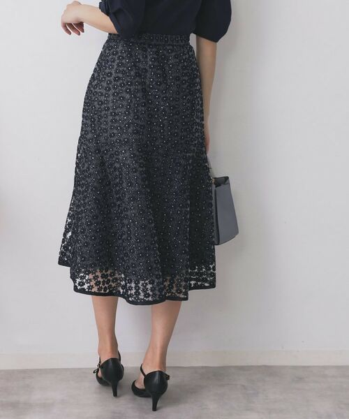 index / インデックス スカート | 小花刺繍チュールマーメイドスカート【洗濯機OK/抗ピル】 | 詳細5