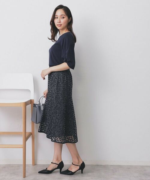 index / インデックス スカート | 小花刺繍チュールマーメイドスカート【洗濯機OK/抗ピル】 | 詳細7