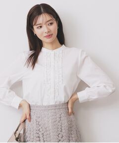 index / インデックス シャツ・ブラウス | バンドカラーフリルブラウス【洗濯機OK/イージーアイロン/防シワ】