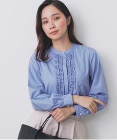 index / インデックス シャツ・ブラウス | バンドカラーフリルブラウス【洗濯機OK/イージーアイロン/防シワ】