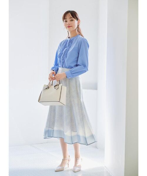 index / インデックス シャツ・ブラウス | バンドカラーフリルブラウス【洗濯機OK/イージーアイロン/防シワ】 | 詳細10