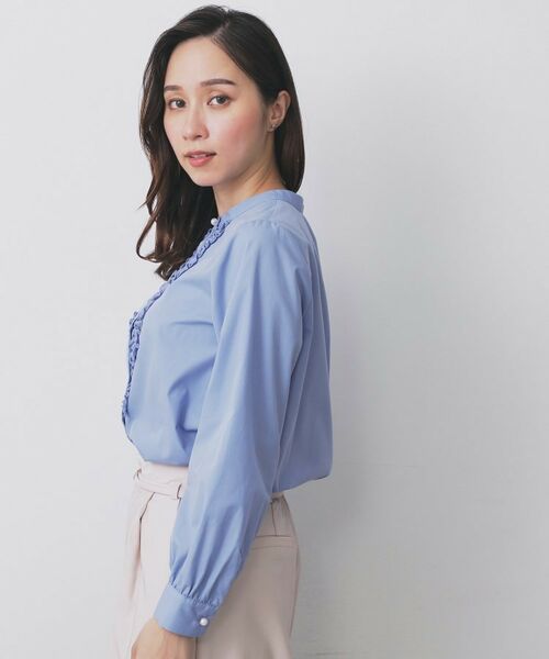 index / インデックス シャツ・ブラウス | バンドカラーフリルブラウス【洗濯機OK/イージーアイロン/防シワ】 | 詳細12