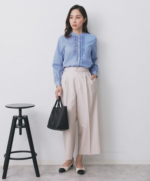 index / インデックス シャツ・ブラウス | バンドカラーフリルブラウス【洗濯機OK/イージーアイロン/防シワ】 | 詳細13