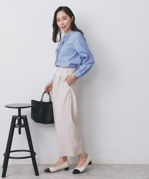 index / インデックス シャツ・ブラウス | バンドカラーフリルブラウス【洗濯機OK/イージーアイロン/防シワ】 | 詳細14