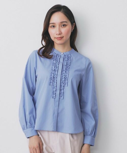 index / インデックス シャツ・ブラウス | バンドカラーフリルブラウス【洗濯機OK/イージーアイロン/防シワ】 | 詳細16