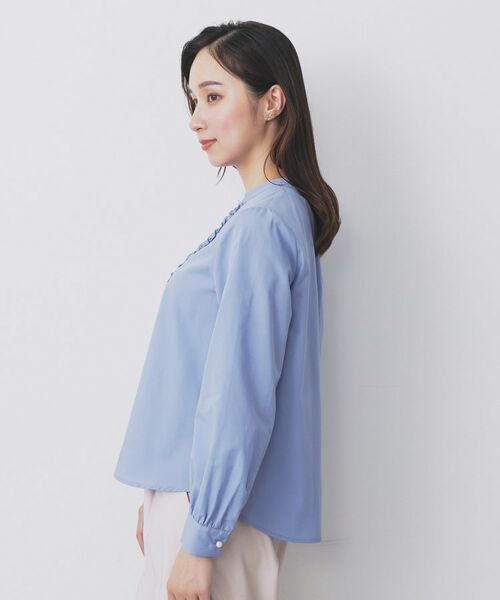index / インデックス シャツ・ブラウス | バンドカラーフリルブラウス【洗濯機OK/イージーアイロン/防シワ】 | 詳細17