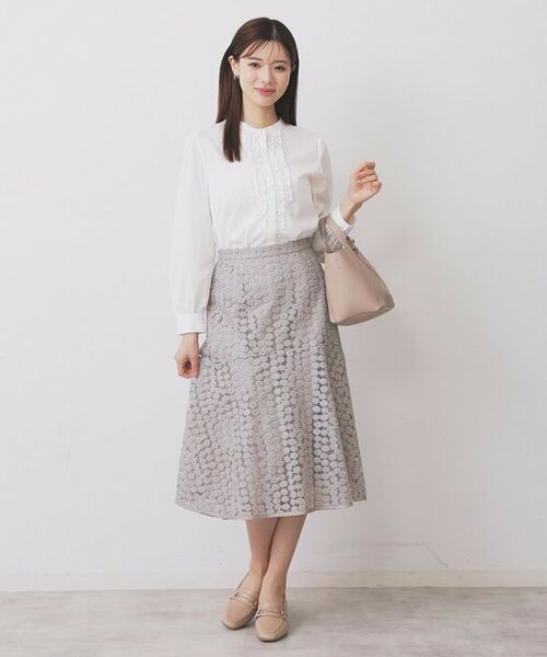 index / インデックス シャツ・ブラウス | バンドカラーフリルブラウス【洗濯機OK/イージーアイロン/防シワ】 | 詳細2