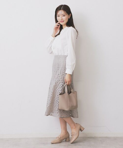 index / インデックス シャツ・ブラウス | バンドカラーフリルブラウス【洗濯機OK/イージーアイロン/防シワ】 | 詳細3