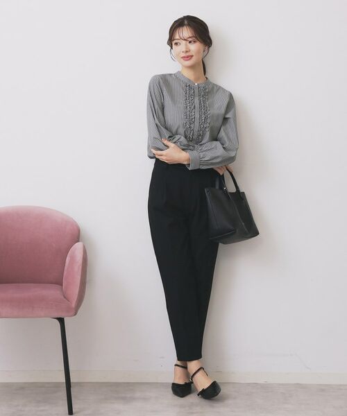 index / インデックス シャツ・ブラウス | バンドカラーフリルブラウス【洗濯機OK/イージーアイロン/防シワ】 | 詳細6