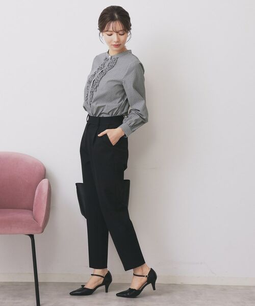 index / インデックス シャツ・ブラウス | バンドカラーフリルブラウス【洗濯機OK/イージーアイロン/防シワ】 | 詳細7