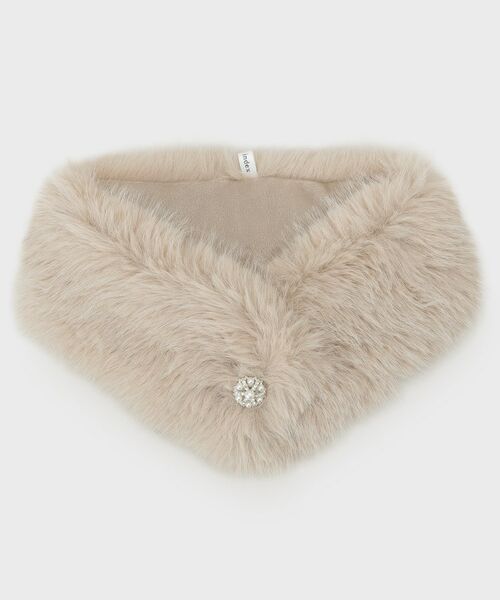 index / インデックス マフラー・ショール・スヌード・ストール | ビジュー付きフェイクファーティペット | 詳細1