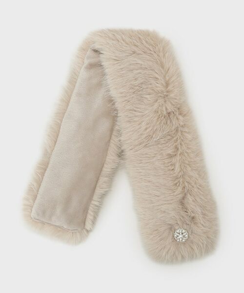 index / インデックス マフラー・ショール・スヌード・ストール | ビジュー付きフェイクファーティペット | 詳細2