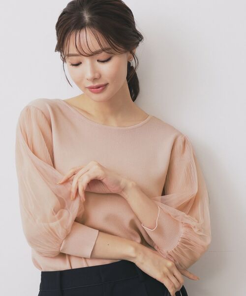 index / インデックス ニット・セーター | 《5色展開》マジョリカプリーツスリーブニット【洗濯機洗い可】(ピンク(071))