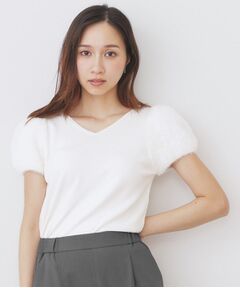 index / インデックス ニット・セーター | 《6色展開》フェザーパフスリーブVネックニット【洗濯機洗い可】