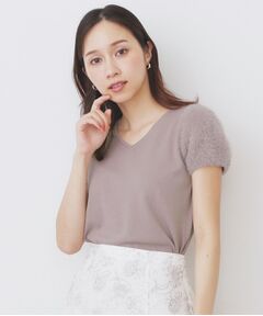 index / インデックス ニット・セーター | 《6色展開》フェザーパフスリーブVネックニット【洗濯機洗い可】