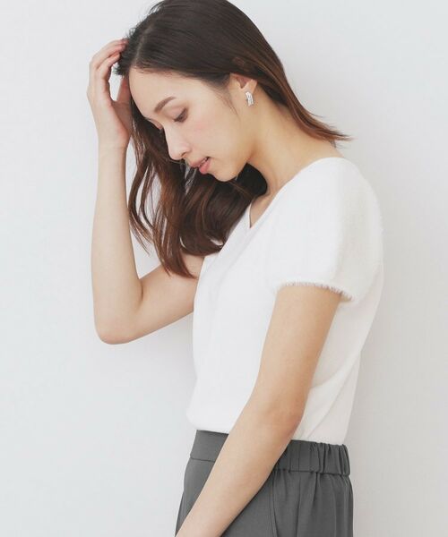 index / インデックス ニット・セーター | 《6色展開》フェザーパフスリーブVネックニット【洗濯機洗い可】 | 詳細1