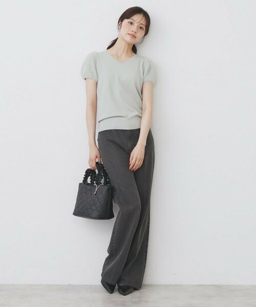 index / インデックス ニット・セーター | 《6色展開》フェザーパフスリーブVネックニット【洗濯機洗い可】 | 詳細18