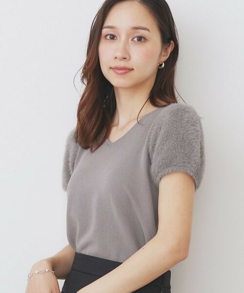 index / インデックス ニット・セーター | 《6色展開》フェザーパフスリーブVネックニット【洗濯機洗い可】 | 詳細5