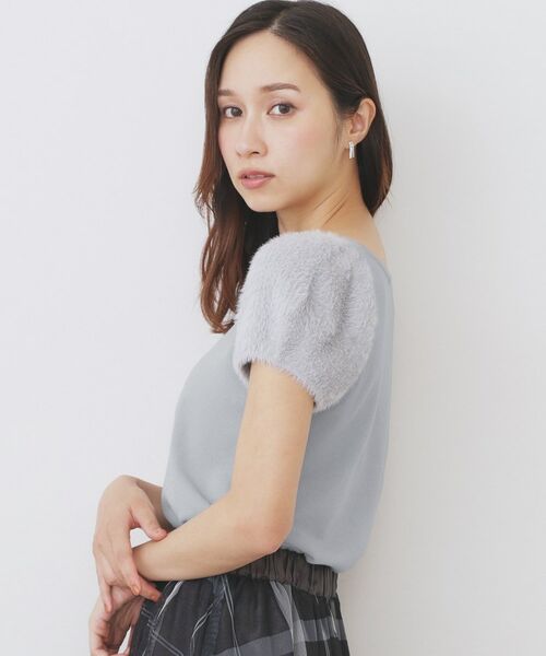 index / インデックス ニット・セーター | 《6色展開》フェザーパフスリーブVネックニット【洗濯機洗い可】 | 詳細9