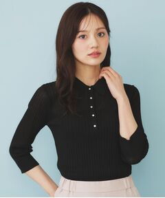 index / インデックス ニット・セーター | シアーリブ衿付きニット【洗濯機洗い可/抗ピル】