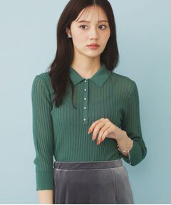 index / インデックス ニット・セーター | シアーリブ衿付きニット【洗濯機洗い可/抗ピル】