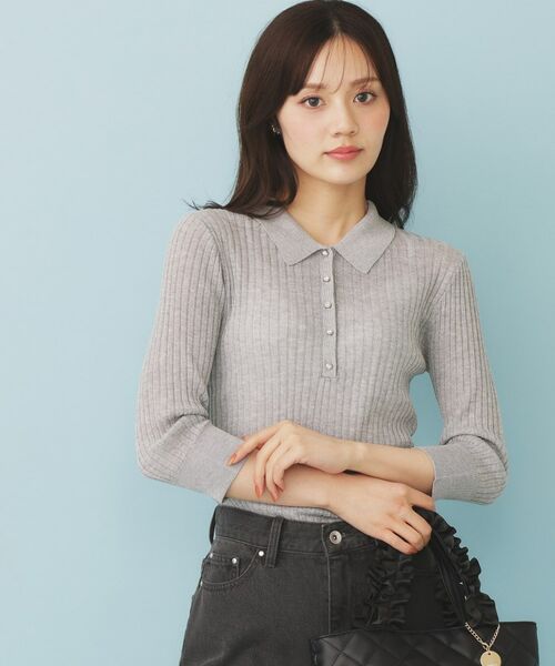 index / インデックス ニット・セーター | シアーリブ衿付きニット【洗濯機洗い可/抗ピル】 | 詳細1