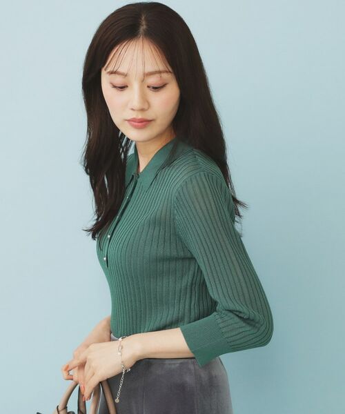 index / インデックス ニット・セーター | シアーリブ衿付きニット【洗濯機洗い可/抗ピル】 | 詳細9