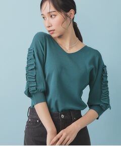 index / インデックス ニット・セーター | ラップフリルVネックニット【洗濯機洗い可/接触冷感/UVケア】