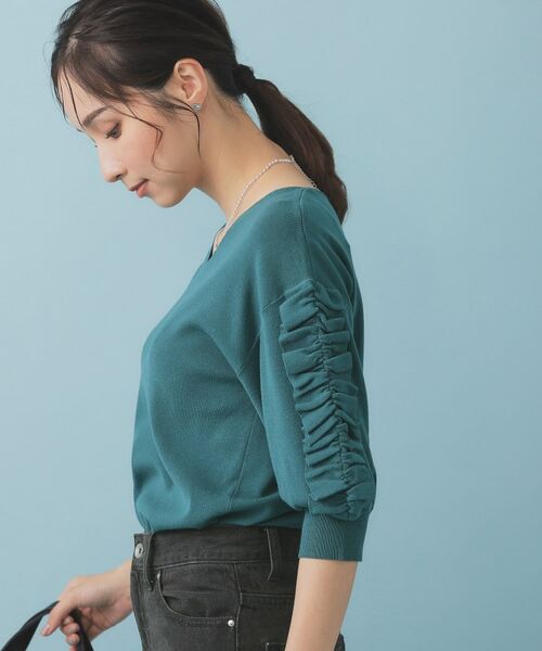 index / インデックス ニット・セーター | ラップフリルVネックニット【洗濯機洗い可/接触冷感/UVケア】 | 詳細1