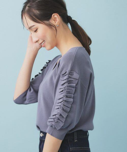 index / インデックス ニット・セーター | ラップフリルVネックニット【洗濯機洗い可/接触冷感/UVケア】 | 詳細11