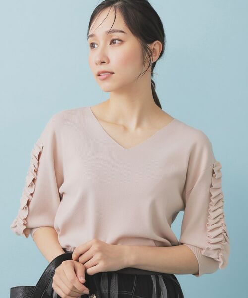 index / インデックス ニット・セーター | ラップフリルVネックニット【洗濯機洗い可/接触冷感/UVケア】 | 詳細15