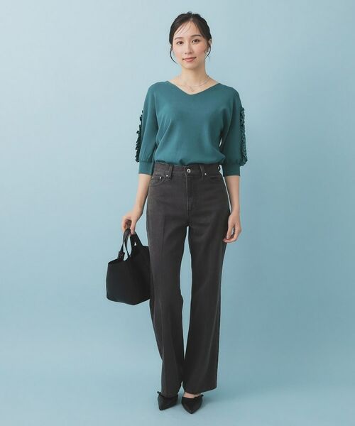 index / インデックス ニット・セーター | ラップフリルVネックニット【洗濯機洗い可/接触冷感/UVケア】 | 詳細2