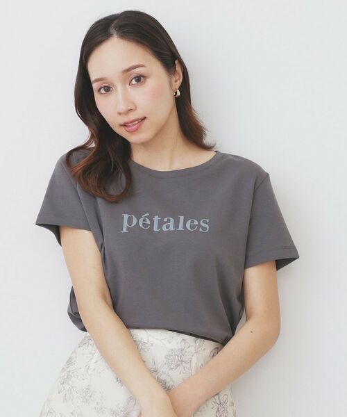 index/インデックス 《S-LLサイズ》フロッキーロゴTシャツ【接触冷感/UVケア/洗濯機洗い可】 チャコールグレー(014) 36(S)