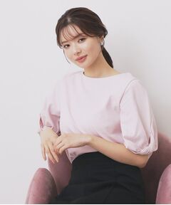 index / インデックス カットソー | パフスリーブツイストタックトップス【洗濯機可/接触冷感/UVケア】