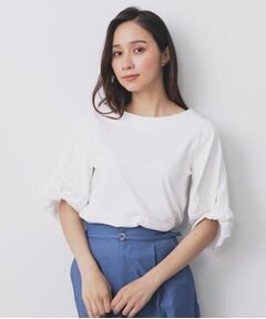 index / インデックス カットソー | パフスリーブツイストタックトップス【洗濯機可/接触冷感/UVケア】