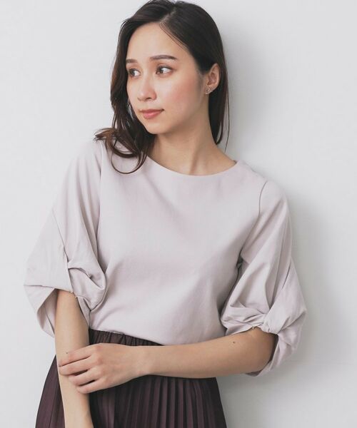 index/インデックス パフスリーブツイストタックトップス【洗濯機可/接触冷感/UVケア】 グレージュ(850) 40(L)