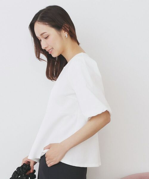 index / インデックス カットソー | 《S-LLサイズ》バルーンスリーブペプラムトップス【洗濯機洗い可/接触冷感/UVケア】 | 詳細1