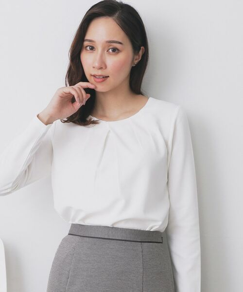 index / インデックス カットソー | フロントタックトップス【洗濯機洗い可/UVケア】(オフホワイト(003))