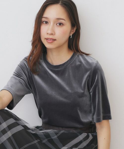 index / インデックス カットソー | 《andGIRL掲載》ベロアボクシーTシャツ【洗濯機洗い可】 | 詳細1