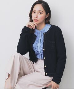 index / インデックス カーディガン・ボレロ | ロゴ刺繍クルーカーディガン【洗濯機洗い可】