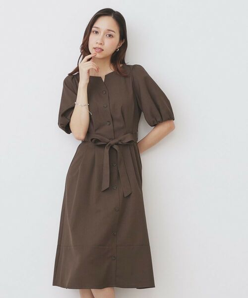 index / インデックス ミニ丈・ひざ丈ワンピース | タックパフスリーブワンピース【洗濯機洗い可/イージーアイロン】 | 詳細10