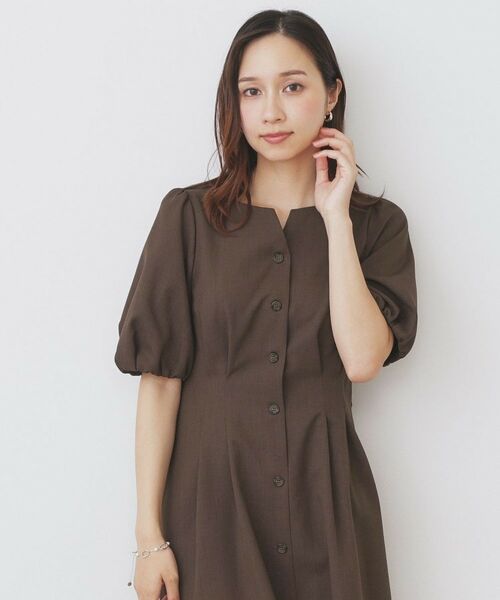 index / インデックス ミニ丈・ひざ丈ワンピース | タックパフスリーブワンピース【洗濯機洗い可/イージーアイロン】 | 詳細13