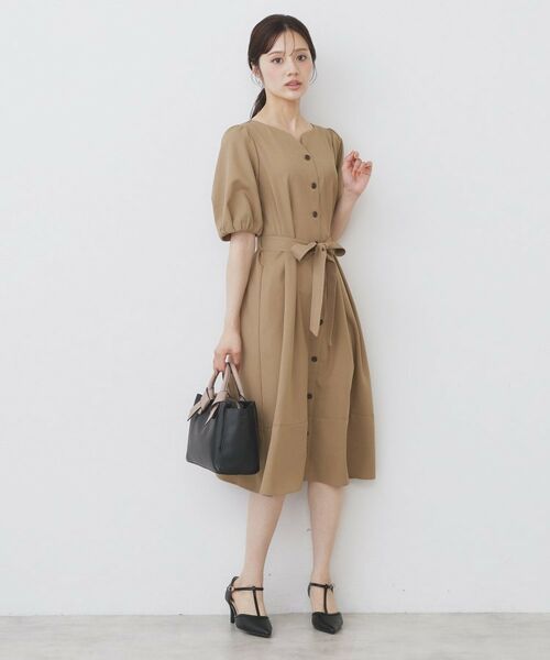 index / インデックス ミニ丈・ひざ丈ワンピース | タックパフスリーブワンピース【洗濯機洗い可/イージーアイロン】 | 詳細2