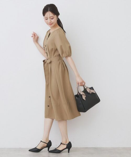 index / インデックス ミニ丈・ひざ丈ワンピース | タックパフスリーブワンピース【洗濯機洗い可/イージーアイロン】 | 詳細3