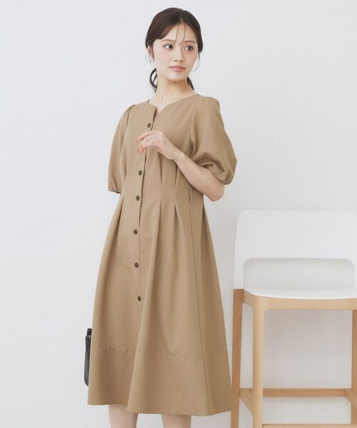 index / インデックス ミニ丈・ひざ丈ワンピース | タックパフスリーブワンピース【洗濯機洗い可/イージーアイロン】 | 詳細4