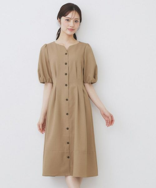 index / インデックス ミニ丈・ひざ丈ワンピース | タックパフスリーブワンピース【洗濯機洗い可/イージーアイロン】 | 詳細5