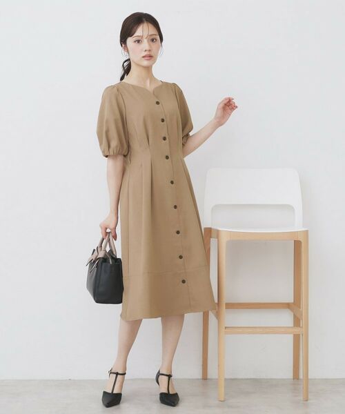 index / インデックス ミニ丈・ひざ丈ワンピース | タックパフスリーブワンピース【洗濯機洗い可/イージーアイロン】 | 詳細6