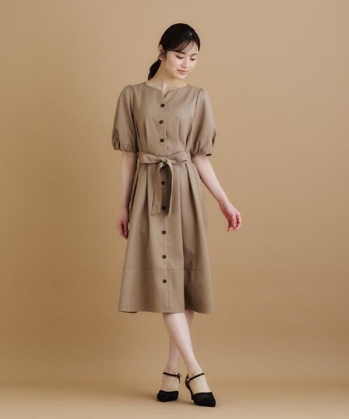 index / インデックス ミニ丈・ひざ丈ワンピース | タックパフスリーブワンピース【洗濯機洗い可/イージーアイロン】 | 詳細7